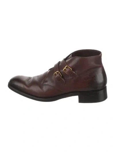 Pre-owned Tom Ford Leather Lace-up Boots In Brown