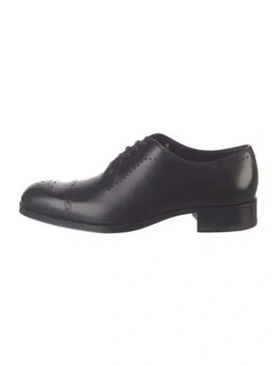Pre-owned Tom Ford Leather Lasercut Accents Brogues In Black