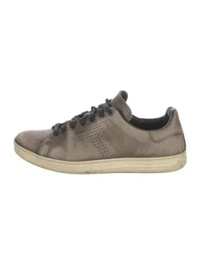 Pre-owned Tom Ford Leather Lasercut Accents Sneakers In Black