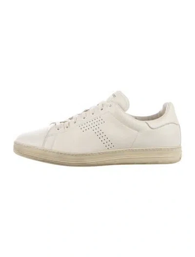 Pre-owned Tom Ford Leather Lasercut Accents Sneakers In White