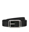 Tom Ford Leather Logo Buckle Belt In Black