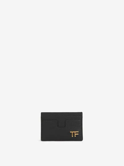 Tom Ford Leather Logo Card Holder In Black
