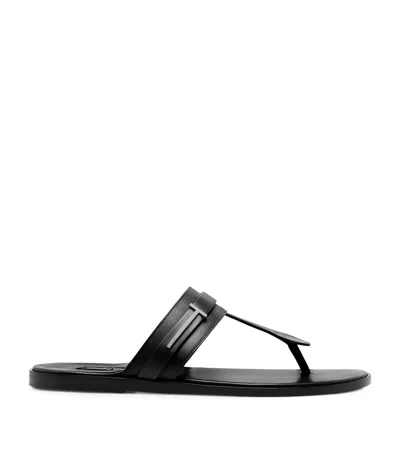 TOM FORD LEATHER LOGO SANDALS