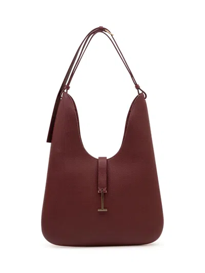 Tom Ford Leather Medium Hobo Handbag In Lost Cherry