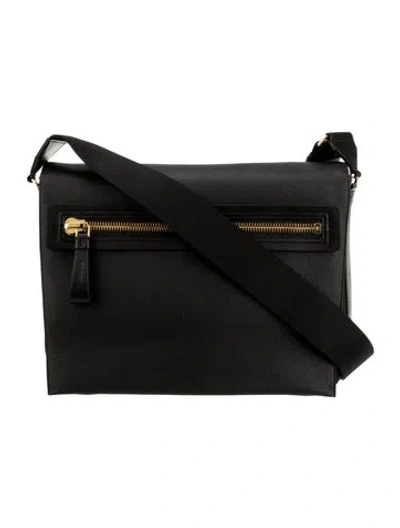 Pre-owned Tom Ford Leather Messenger Bag In Black