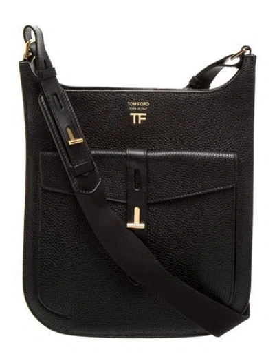 Pre-owned Tom Ford Leather Messenger Bag In Black