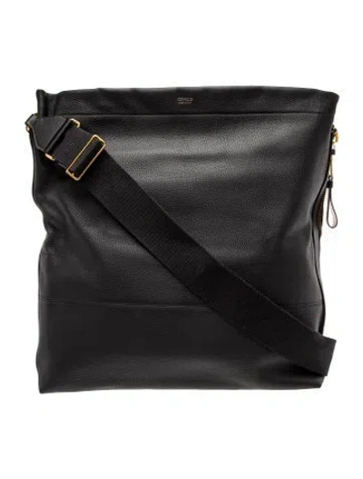 Pre-owned Tom Ford Leather Messenger Bag In Black