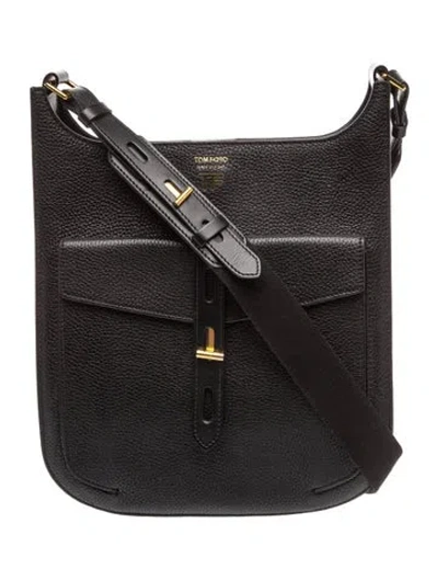 Pre-owned Tom Ford Leather Messenger Bag In Black