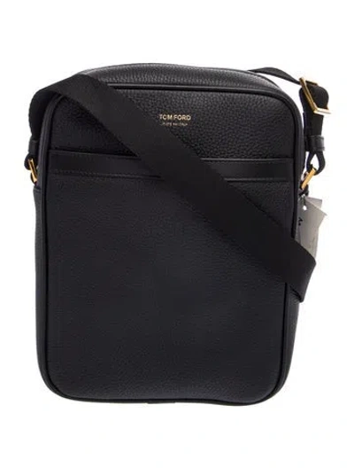 Pre-owned Tom Ford Leather Messenger Bag In Black