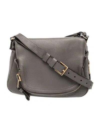 Pre-owned Tom Ford Leather Messenger Bag In Gray