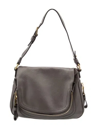 Pre-owned Tom Ford Leather Messenger Bag In Gray