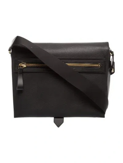 Pre-owned Tom Ford Leather Messenger Bag W/ Tags In Black