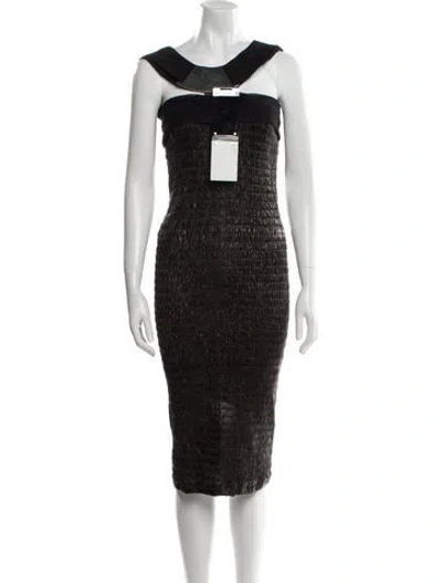 Pre-owned Tom Ford Leather Midi Length Dress In Black