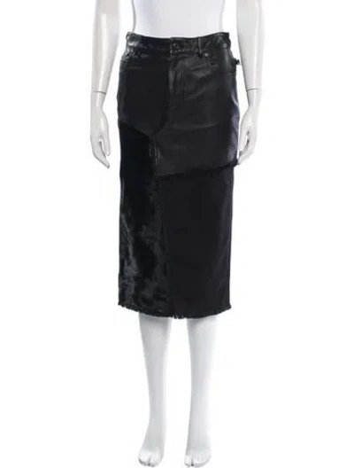 Pre-owned Tom Ford Leather Midi Length Skirt In Black