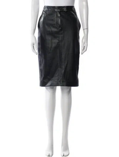 Pre-owned Tom Ford Leather Midi Length Skirt In Black