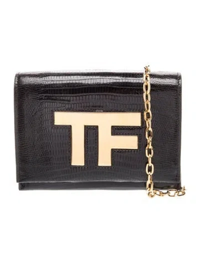 Pre-owned Tom Ford Leather Minaudière In Black