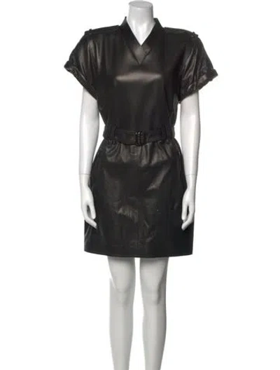Pre-owned Tom Ford Leather Mini Dress In Black
