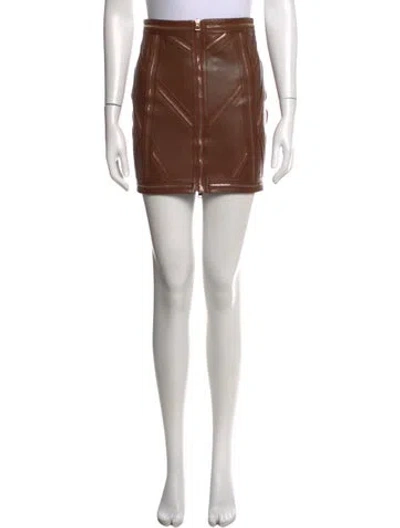 Pre-owned Tom Ford Leather Mini Skirt In Brown