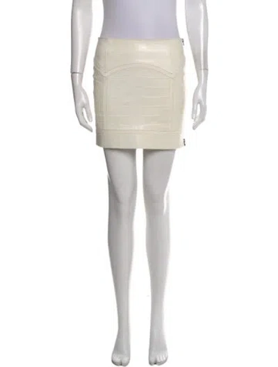 Pre-owned Tom Ford Leather Mini Skirt In Neutral