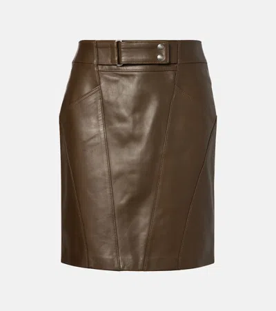 Tom Ford Leather Miniskirt In Brown