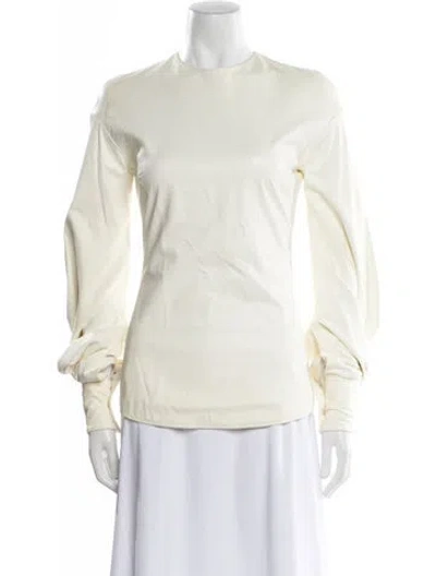 Pre-owned Tom Ford Leather Mock Neck Blouse In Neutral