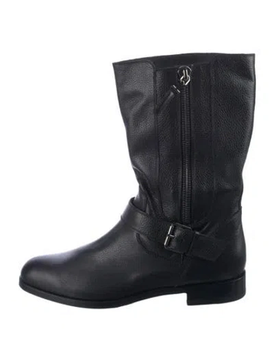 Pre-owned Tom Ford Leather Moto Boots In Black