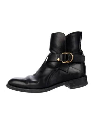 Pre-owned Tom Ford Leather Moto Boots In Blue
