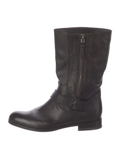 Pre-owned Tom Ford Leather Moto Boots In Brown