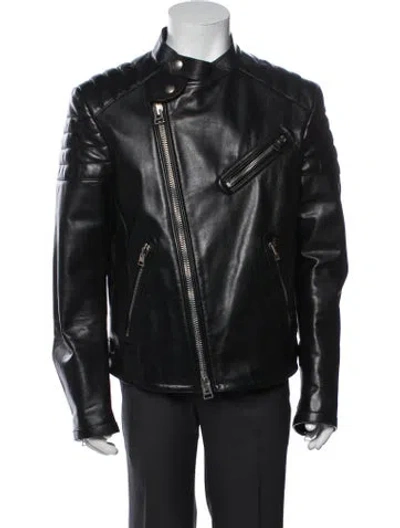 Pre-owned Tom Ford Leather Moto Jacket In Black