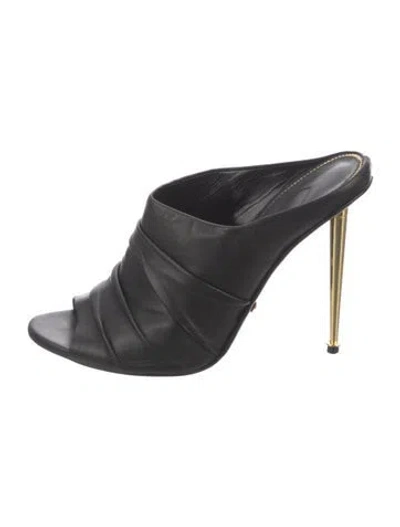 Pre-owned Tom Ford Leather Mules In Black
