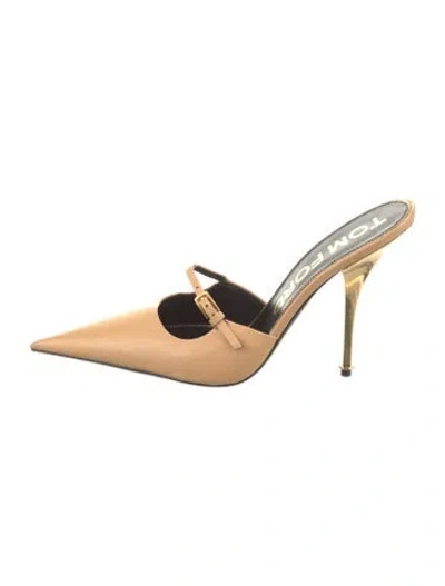 Pre-owned Tom Ford Leather Mules In Neutral