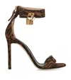 Tom Ford Brown Ocelot-print Suede Padlock Heeled Sandals In Brown