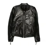 Tom Ford Leather Biker Jacket Stand Collar Zips In Black