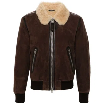 Tom Ford Leather Outerwears In Brown