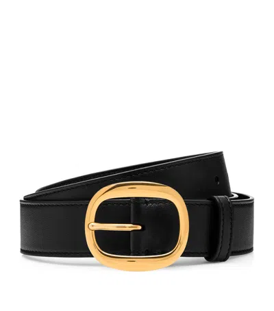 Tom Ford Leather Ovoid Belt In Black