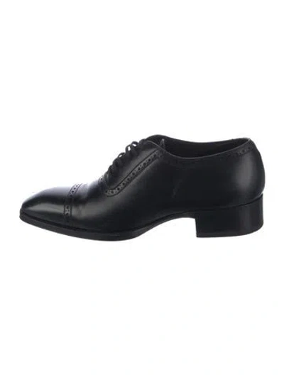Pre-owned Tom Ford Leather Oxfords In Black