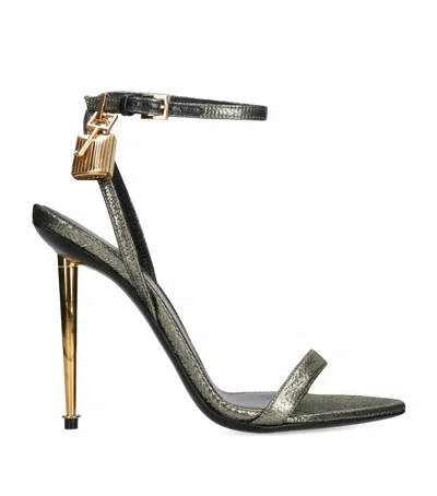 Tom Ford Leather Padlock Sandals 105 In Gold
