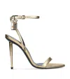 Tom Ford Womens Gold Padlock Leather Heeled Sandals In Gold