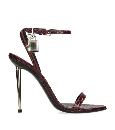 Tom Ford Leather Padlock Sandals 105 In Burgundy