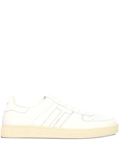Tom Ford Leather Panelled Sneakers In White