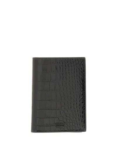 Tom Ford Leather Passport Holder In Black