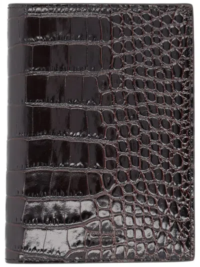 Tom Ford Leather Passport Holder In Brown