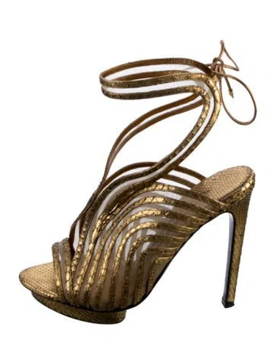 Pre-owned Tom Ford Leather Patterned Gladiator Sandals