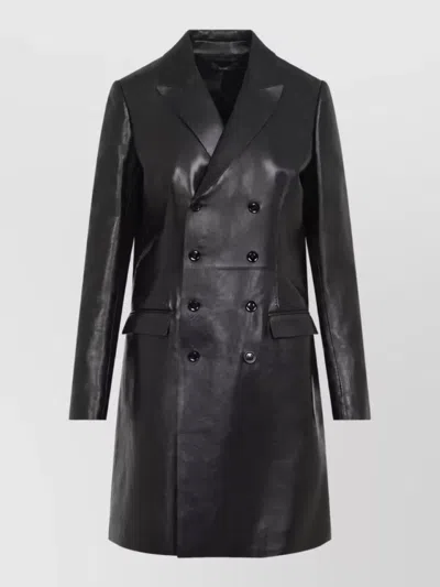 Tom Ford Leather Peacoat In Yellow