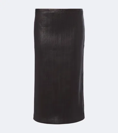 Tom Ford Leather Pencil Skirt In Brown