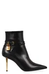 Tom Ford Lock 105mm Calfskin Ankle Booties In Black