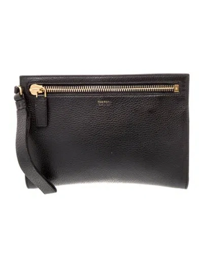Pre-owned Tom Ford Leather Portfolio In Black