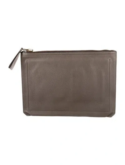 Pre-owned Tom Ford Leather Portfolio In Gray