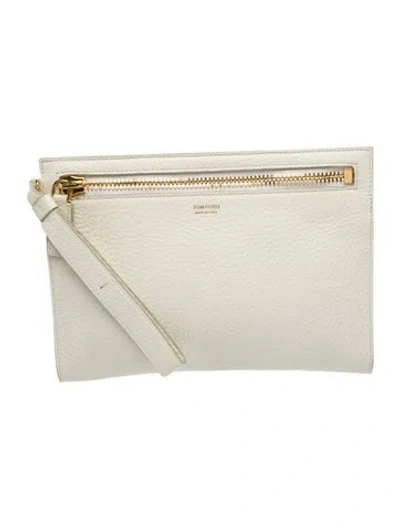 Pre-owned Tom Ford Leather Portfolio In White