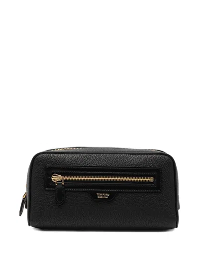 Tom Ford Leather Pouch With Logo In Black